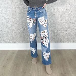 Levi's 505 Vintage Patchwork Jeans mit geradem Bein / Größe 30