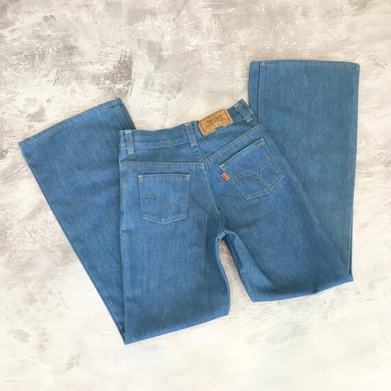 70's Levi's Orange Tab Bell Bottom Jeans / Tag Size Kid's 10