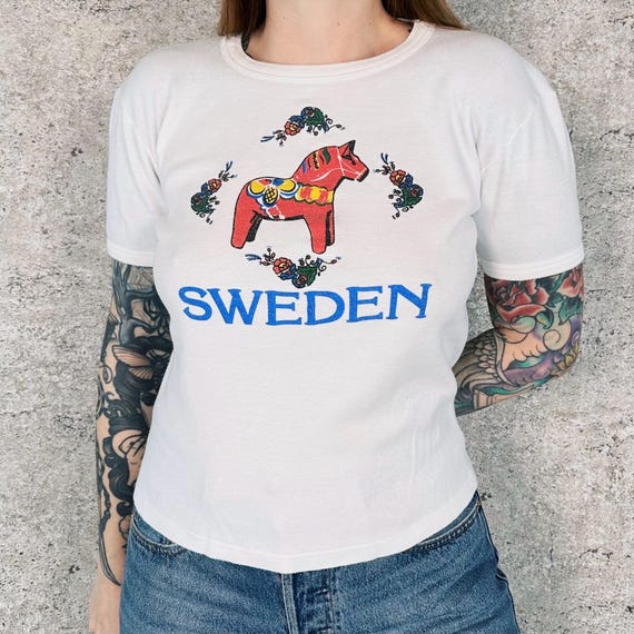 70's Sweden Dala Horse Vintage Travel Tee Shirt T-Shirt