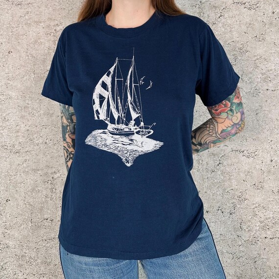 70's Vintage Sailboat Vacation Tee Shirt T-Shirt