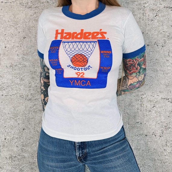 Vintage Hardee's YMCA Ringer Baby Tee Shirt T-Shirt