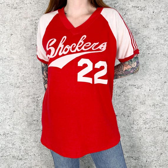 70's Shockers Athletic Vintage Softball Jersey Style Soft Knit Tee Shirt T-Shirt
