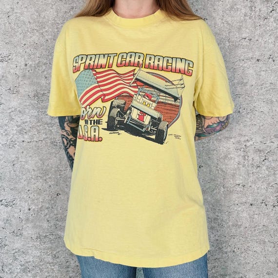 80's Vintage Sprint Car Racing Graphic Tee Shirt T-Shirt