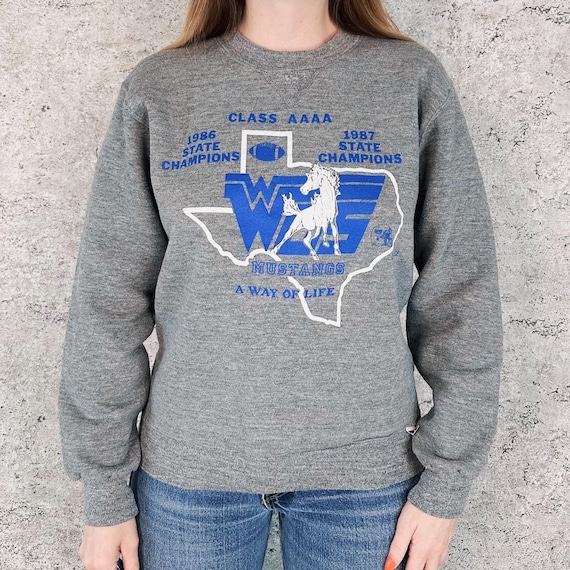 Vintage 80's Mustangs Football Crewneck Pullover Sweatshirt