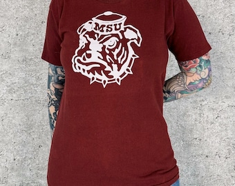 Camiseta vintage de los Bulldogs de la Universidad Estatal de Mississippi de los años 70