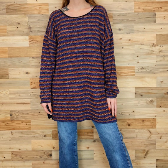 Woven Rainbow Knit Oversized Sweater Top