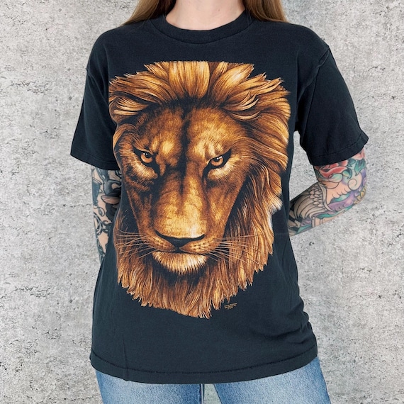 90's Vintage Lion Animal Graphic Tee Shirt T-Shirt