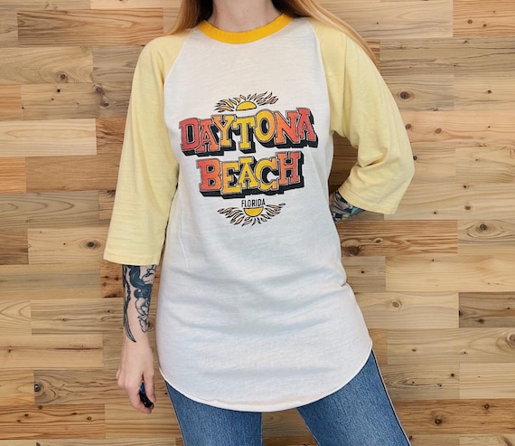 70's Vintage Daytona Beach Florida Retro Raglan Tee Shirt T-Shirt