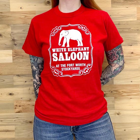 70's Vintage White Elephant Saloon Texas Tee Shirt T-Shirt