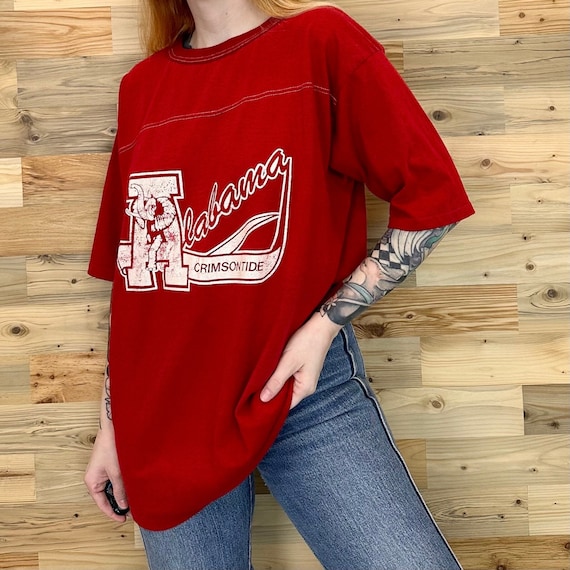 1970's Vintage University of Alabama Crimson Tide Jersey Style Tee Shirt T-Shirt