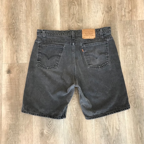 Levi's 505 Baggy Long Faded Black Vintage Jean Shorts / Size 35 36