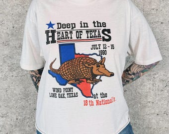 1990 Deep In The Heart Of Texas Vintage Tee Shirt T-Shirt