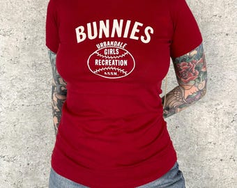 Vintage 80's Bunnies Urbandale Girls Recreation Baby Tee Shirt T-Shirt