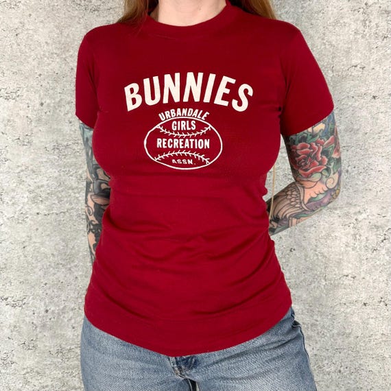 Vintage 80's Bunnies Urbandale Girls Recreation Baby Tee Shirt T-Shirt