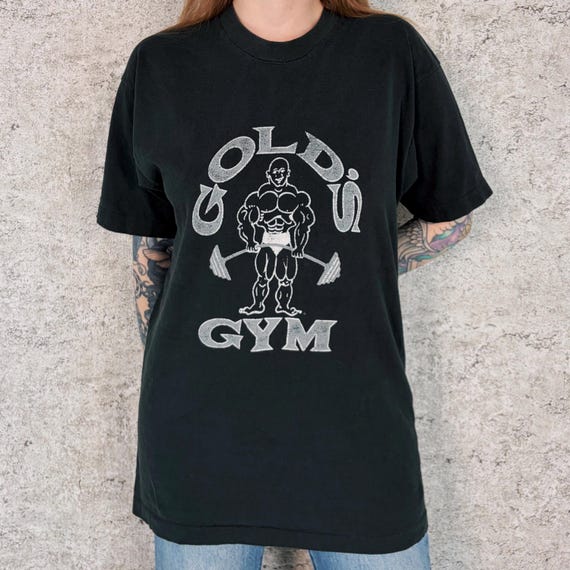 Gold's Gym RARE True Vintage Single Stitch Black Tee Shirt T-Shirt