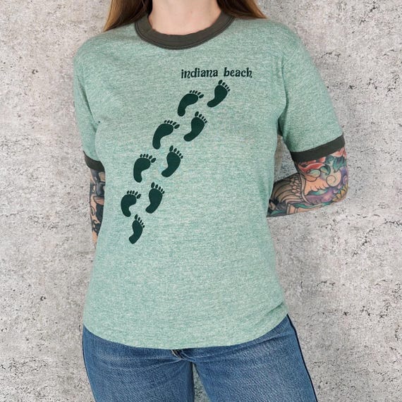 Indiana Beach Amusement Park Vintage 80's Ringer Tee Shirt T-Shirt