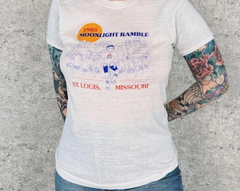 Soft Paper Thin 1985 Moonlight Ramble Bicycle Ride Vintage Tee Shirt T-Shirt