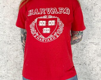 80's Harvard University Paper Thin Vintage College Tee Shirt T-Shirt