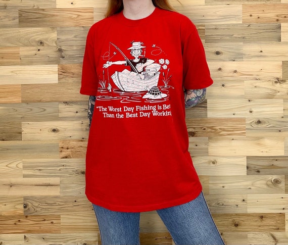 80's Vintage Funny The Worst Day Fishing Is Better Than The Best Day Working Tee Shirt T-Shirt