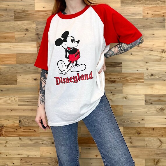 80's Disneyland Vintage Mickey Mouse Raglan Tee Shirt T-Shirt