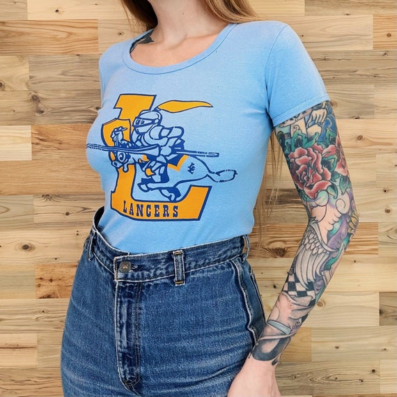 70's Vintage Lancers School Mascot Retro Baby Tee Shirt T-Shirt
