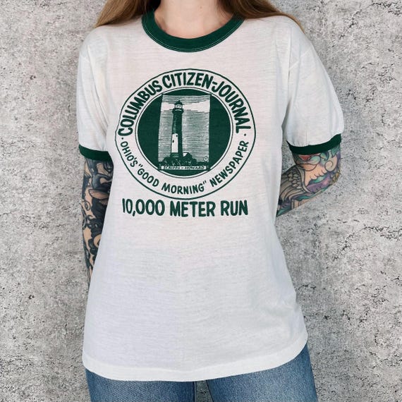 70's Columbus Citizen-Journal Newspaper Vintage Ringer Tee Shirt T-Shirt