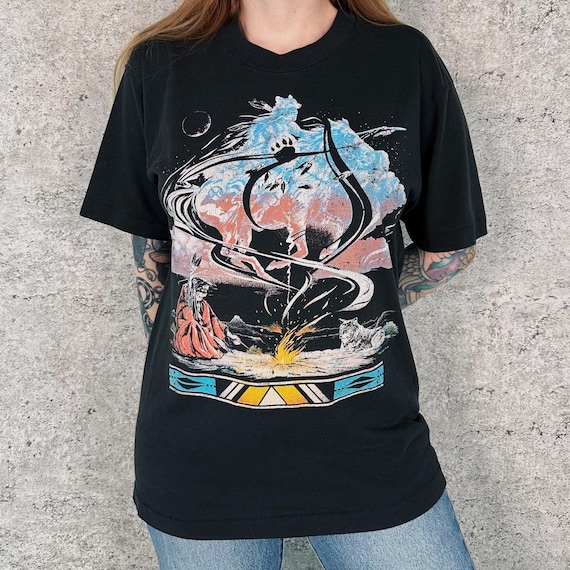90's Vintage Native American Art Tee Shirt T-Shirt