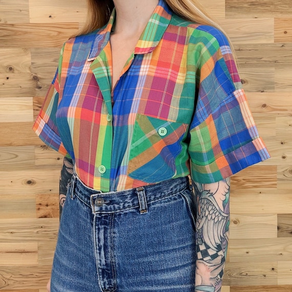 Vintage Lightweight Plaid Button Up Shirt