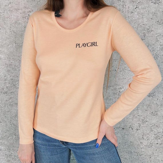 70's Vintage Playgirl Scoop Neck Long Sleeve Tee Shirt T-Shirt