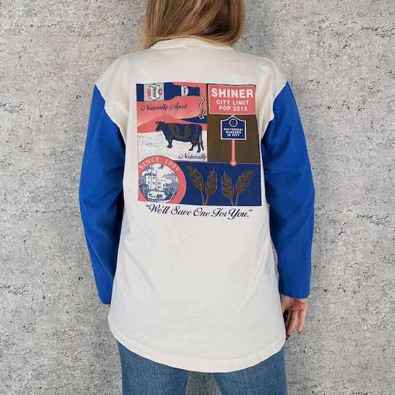 Shiner Beer Vintage Henley Long Sleeve Tee Shirt T-Shirt