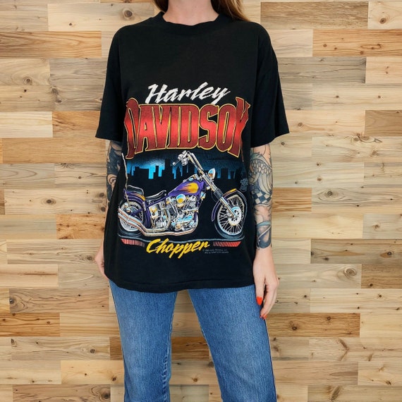 80's Harley Davidson Motorcycles Vintage 1988 Chopper Tee Shirt T-Shirt