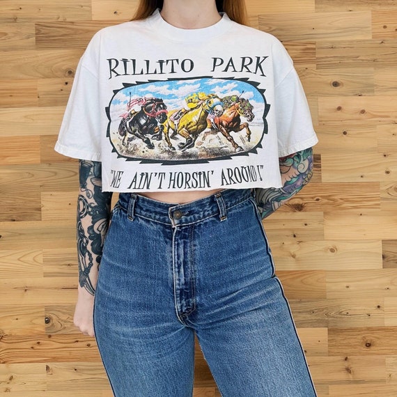 90's Rillito Park Tucson Arizona Horse Racing Cropped Tee Shirt Crop Top