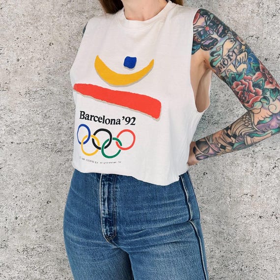 1992 Barcelona Olympics Vintage Cropped Sleeveless Tee Shirt T-Shirt