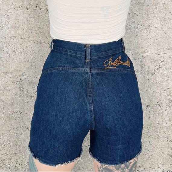 Levi's Vintage Cut Off Embroidered Orange Tab Bareback Jean Shorts / Size 24