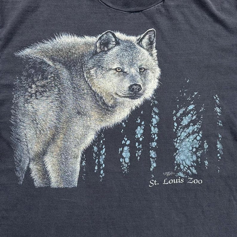 Tee shirt loup vintage du zoo de Saint-Louis des années 90 image 3