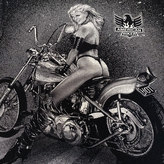 90's Vintage 3D Emblem American Biker Babe Motorc… - image 8