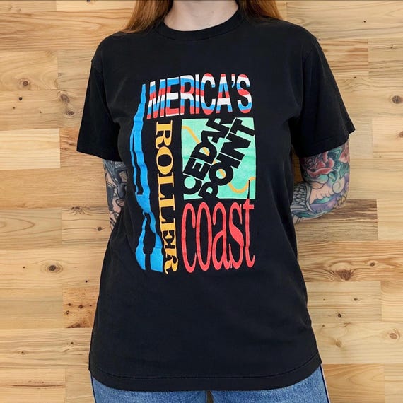 80's Vintage Cedar Point Roller Coasters Tee Shirt T-Shirt