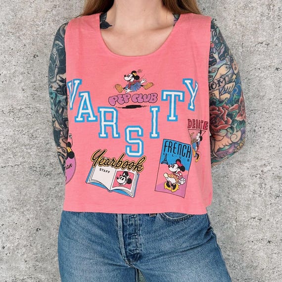 Vintage Minnie Mouse Disney Cropped Tank Top Tee Shirt