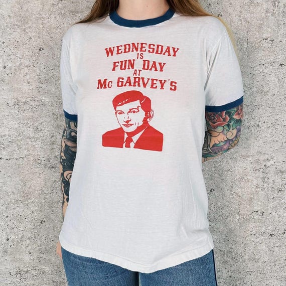 70's Vintage Wednesday is Fun Day at McGarvey's Ringer Tee Shirt T-Shirt