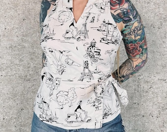 Y2K Vintage Neuheit Print Paris Frankreich Tank Top Shirt