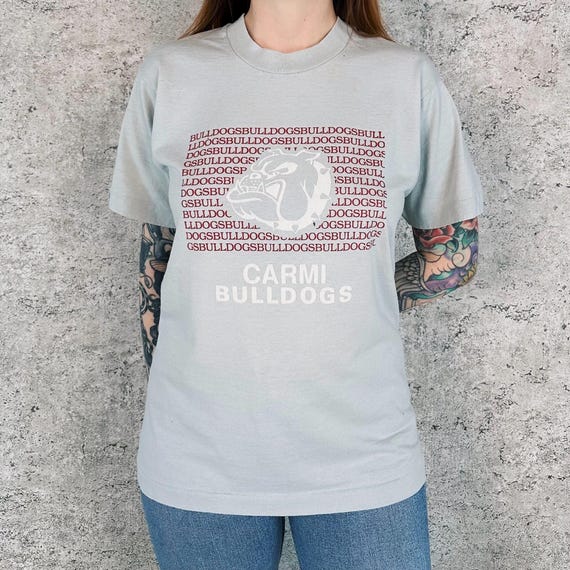 Vintage Carmi High School Bulldogs Mascot Tee Shirt T-Shirt