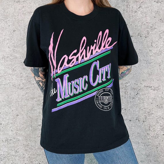 Nashville The Music City Vintage Tee Shirt T-Shirt