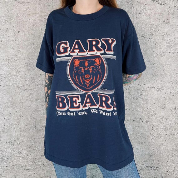 90's Vintage Faded Worn Gary Indiana NFL Bears Football Team (You Got 'Em, We Want 'Em!) Soft Retro Graphic Tee Shirt T-Shirt