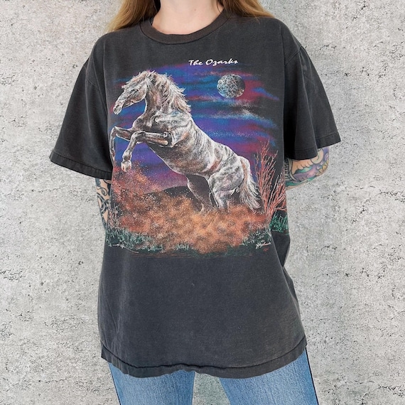 The Ozarks Vintage Faded Worn Wild Horses Nature Tee Shirt T-Shirt