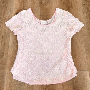 Romantic Baby Pink Sheer Lace Lingerie Top image 7
