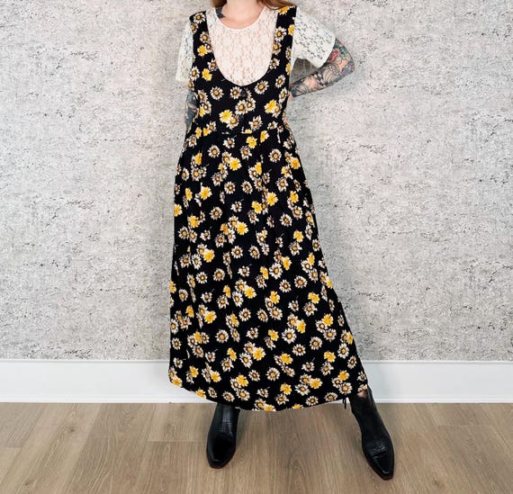 Vintage Floral Overall Light Loose Summer Maxi Dress