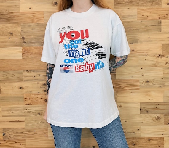Vintage Diet Pepsi You Got The Right One Baby Uh Huh 1991 Soda Brand Commercial Tee Shirt T-Shirt