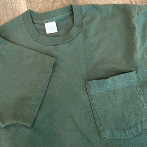 70's Vintage Moss Green Crewneck Basic Pocket Tee Shirt T-Shirt image 4