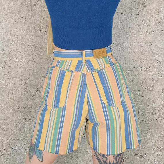 Lee Vintage Pinstriped High Rise Cut Off Jean Shorts / Size 28 29