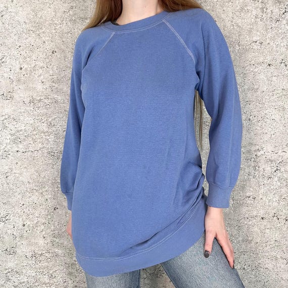 80's Soft Worn Vintage Raglan Long Pullover Sweatshirt Top